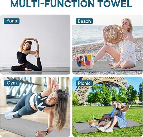 Miniatura 5 de Toallas de yoga, toalla antideslizante para esterilla de yoga caliente con puntos de agarre, manta de yoga de microfibra suave súper absorbente para