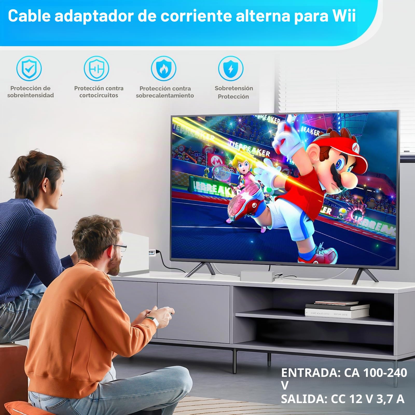 PORTHOLIC 4 en 1 Wii - Juego de Cables de Repuesto Wii AC + convertidor Wii a HDMI + Barra de Sensor de Movimiento con Cable y Cable de Audio y Video Compuesto para Nintendo