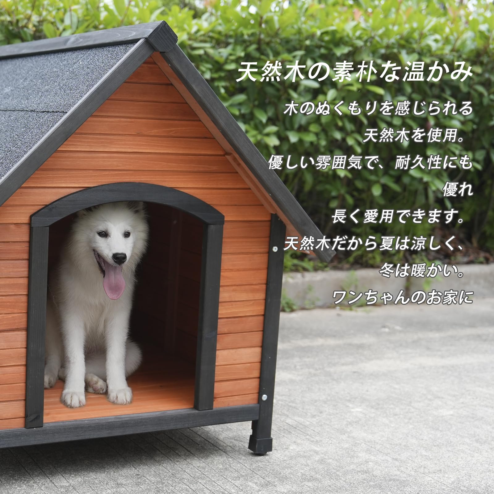 犬小屋　杉　 Amazon | OAFNLWU 天然杉材 木製 犬小屋 犬舎 屋外用 中型～大型犬対応