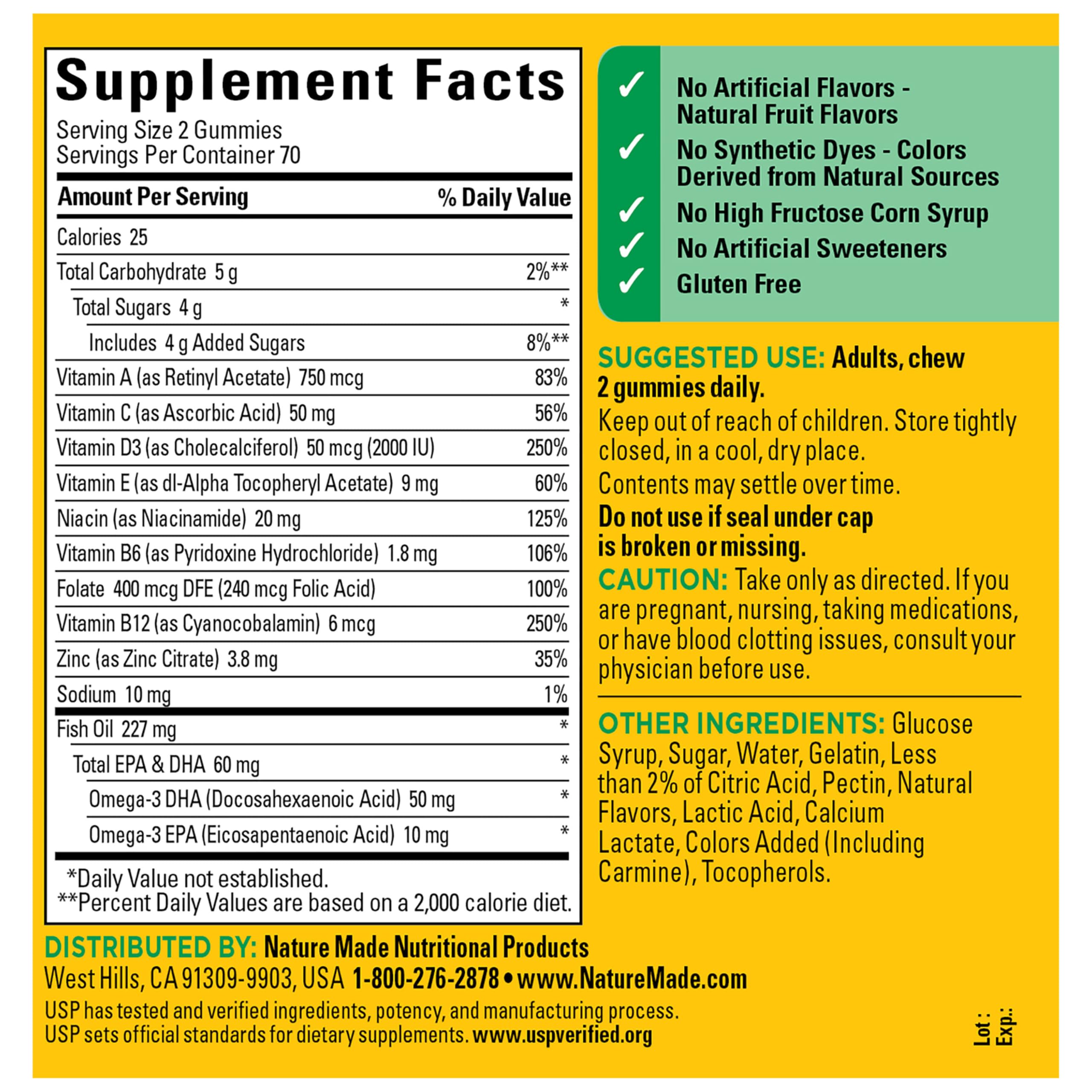 Nature Made Multivitamin + Omega-3, Multivitamin Gummies for Adults, 140 Ct — Amazon image 10