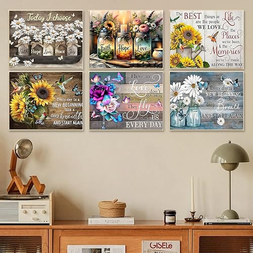 Miniatura 3 de Paquete de 6 kits de pintura de diamantes inspiradores para adultos, kits de arte de diamantes para adultos, kits de pintura de diamantes 5D para