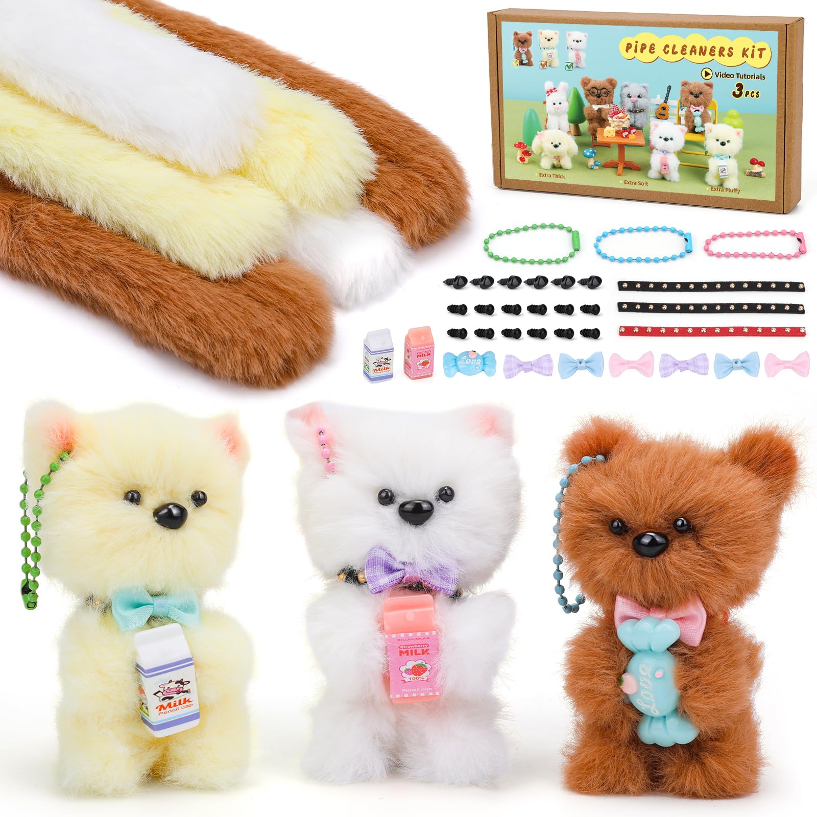 SUVSOON 44PCS Pipe Cleaners 40 Inch Extra Thick Jumbo Fur Pipe Cleaners