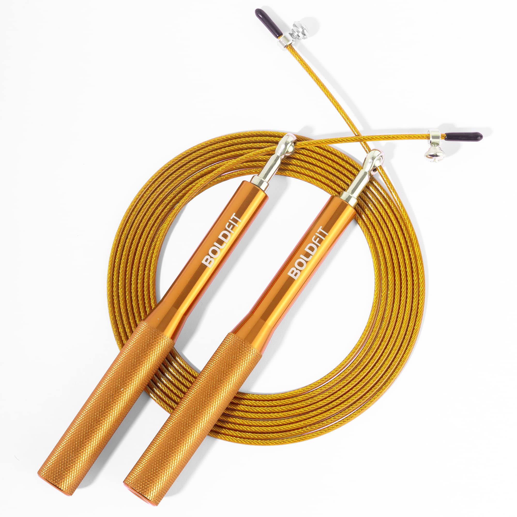 Boldfit Aluminium Skipping Rope for Men and Women Jumping Rope With Adjustable Height Speed Skipping Rope for Exercise, Gym, Sports Fitness Adjustable Jump Rope-Golden