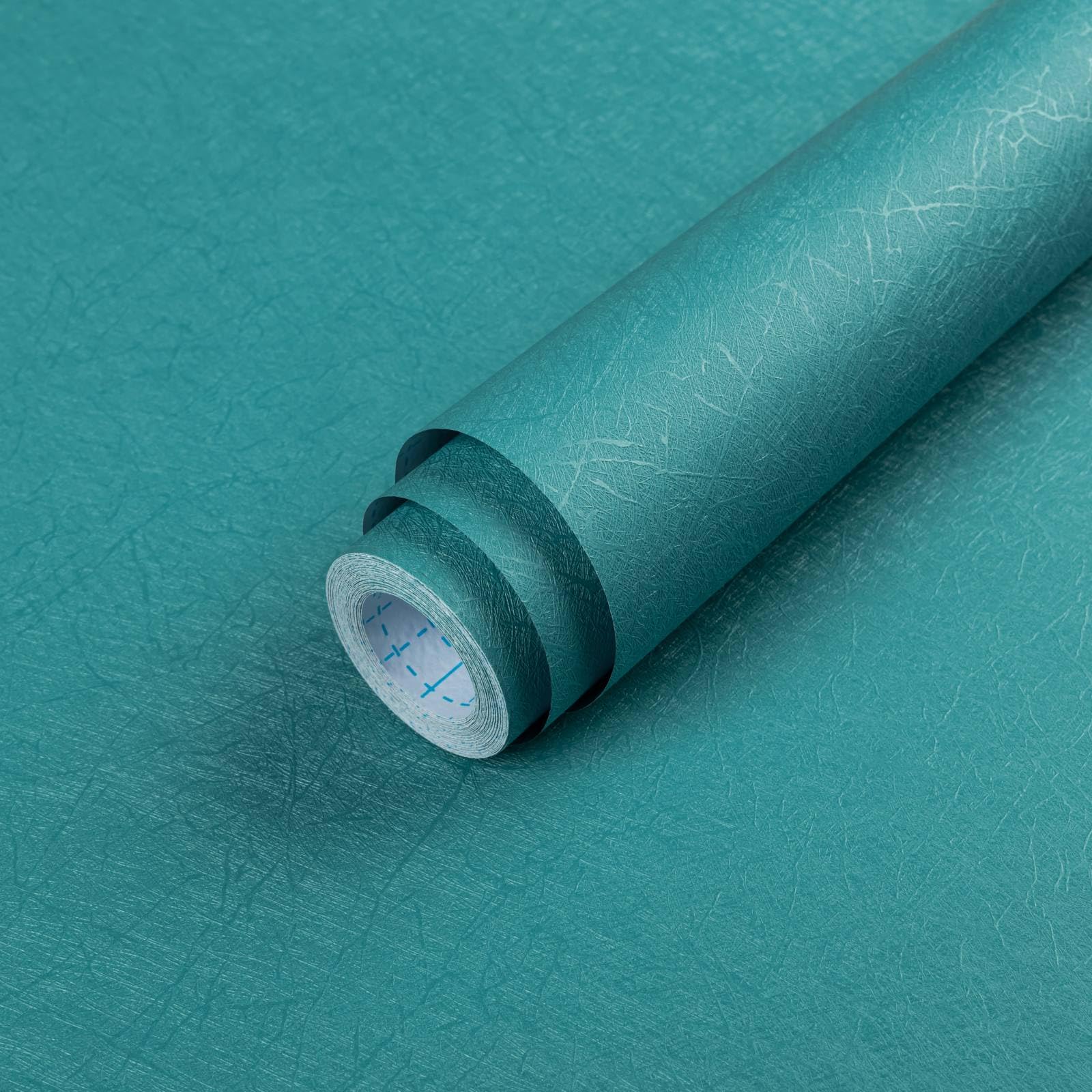 Papier peint autocollant soie bleu sarcelle aspect textile raffiné