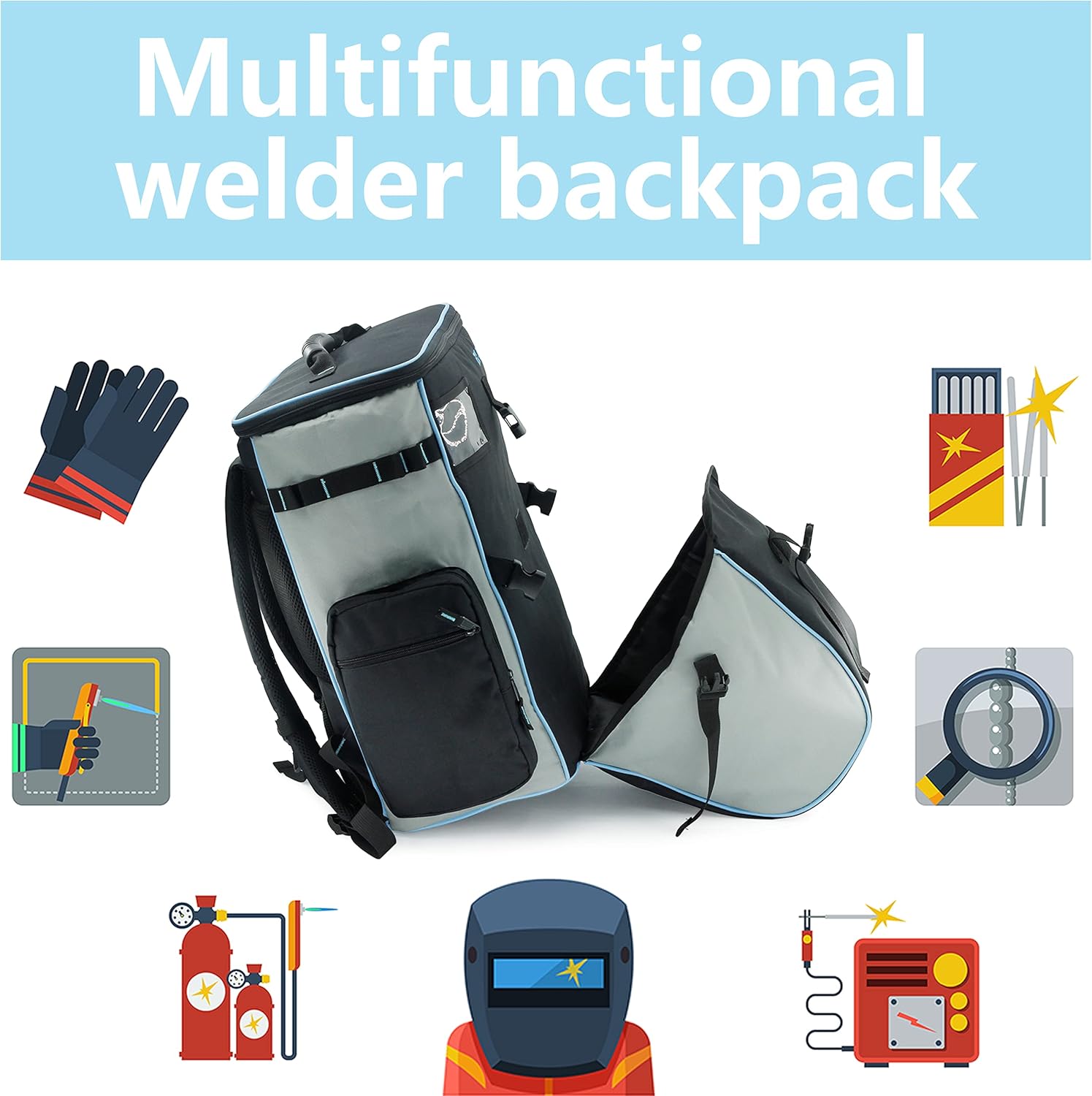 A multipurpose welder's backpack