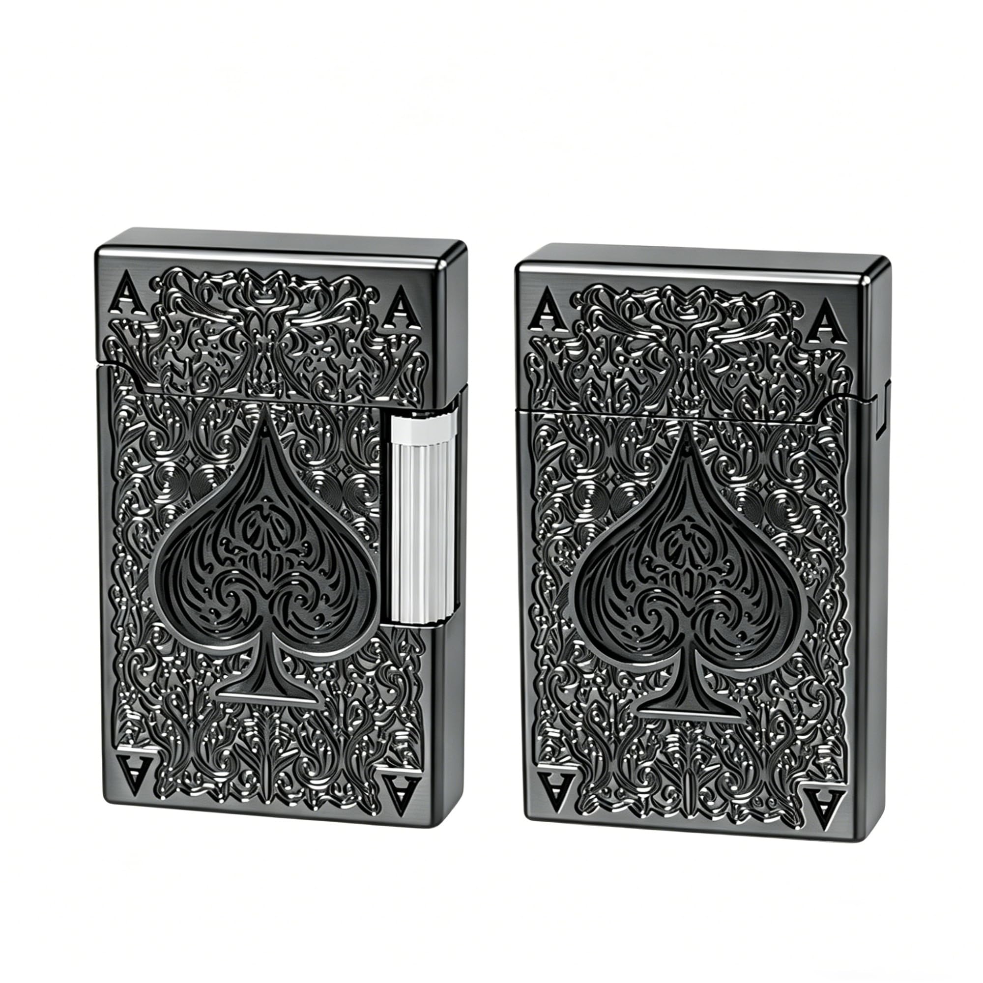 Lot de 2 briquets rétro en métal au design rabattable et finition classique