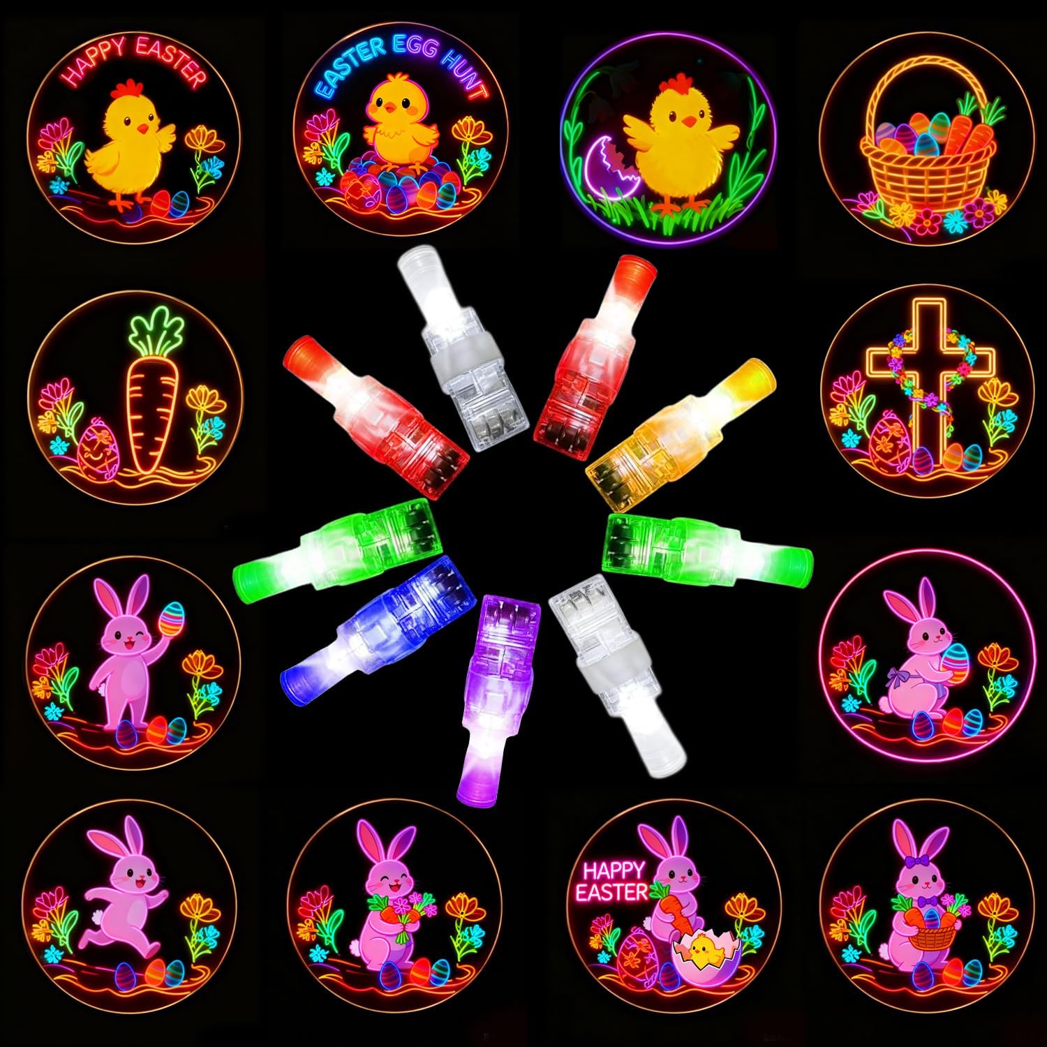 72 Pcs Easter LED Finger Lights for Kids Bunny Egg Party Favors Glow in the Dark Light Up Projector Finger Lights for Birthday Party Goodie Bag Fillers Birthday Easter Basket Stuffers