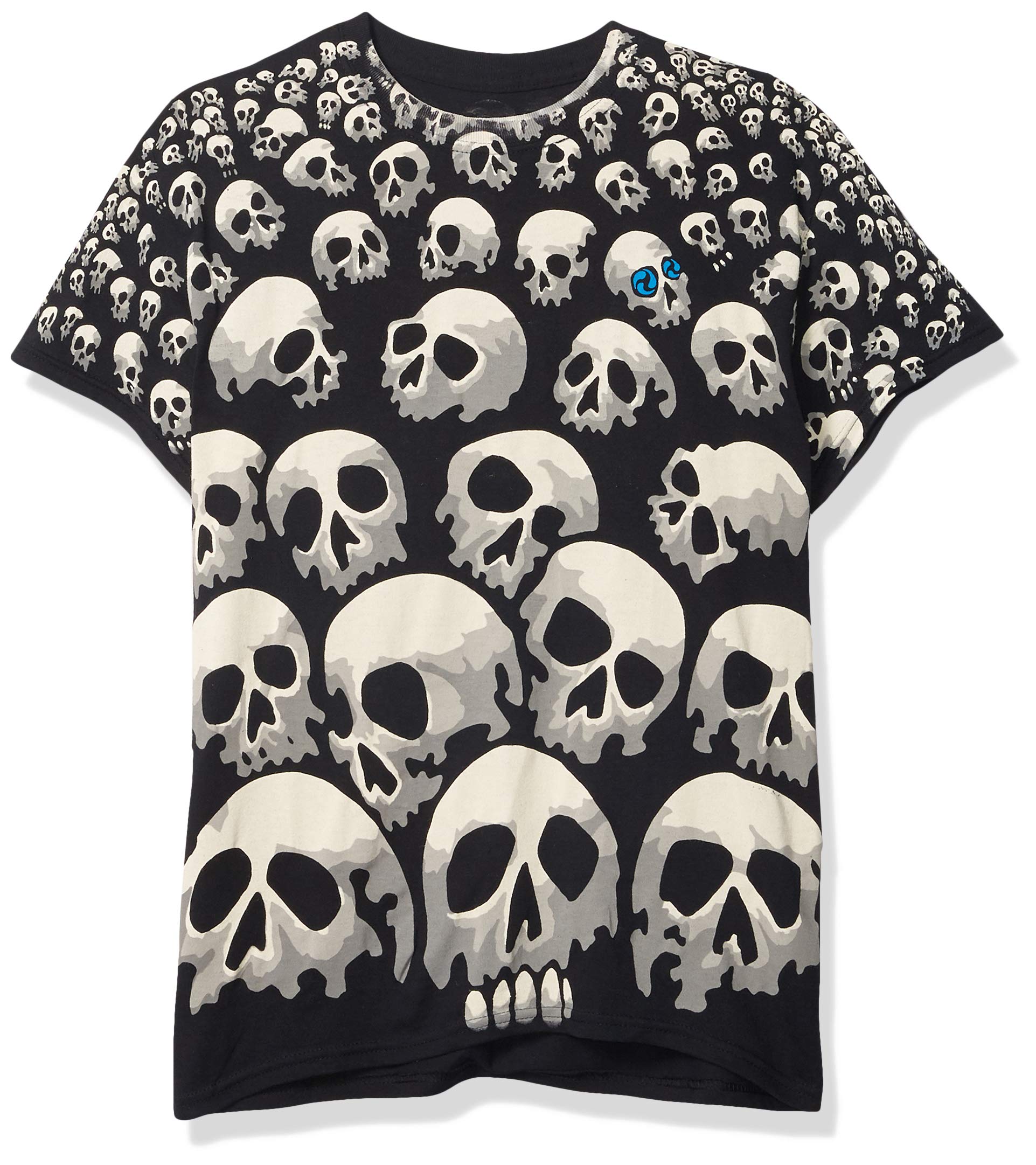 Liquid Blue Unisex's Fantasy Son of Skulls All Over Print T-Shirt, Black, XXL