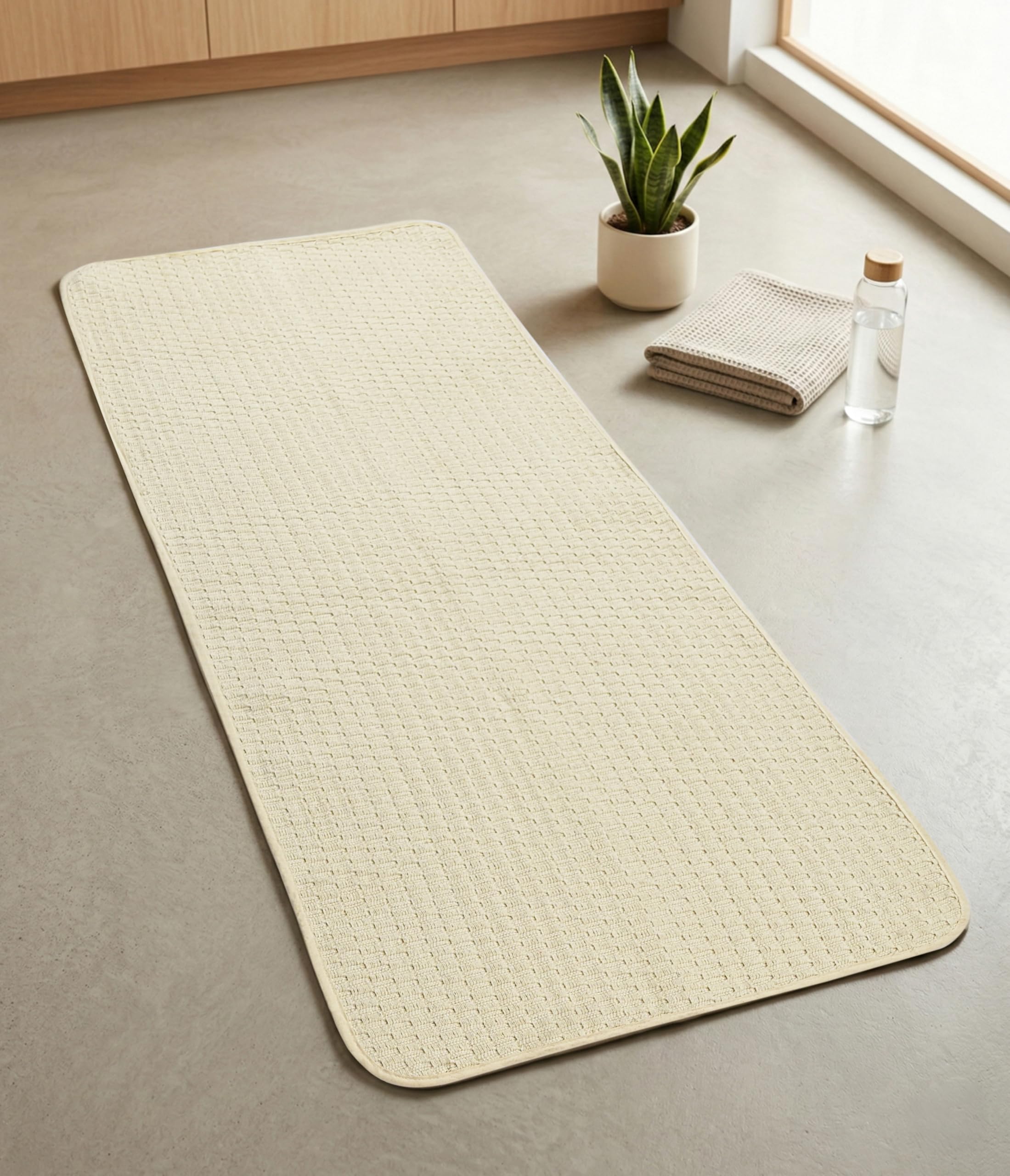 Saral Home Cotton Yoga Mat with Permanent Anti-Skid Backing | Soft, Durable & Comfortable Exercise Mat for Yoga, Meditation & Stretching | Washable (Ivory, 60x170 cm)-picture-14