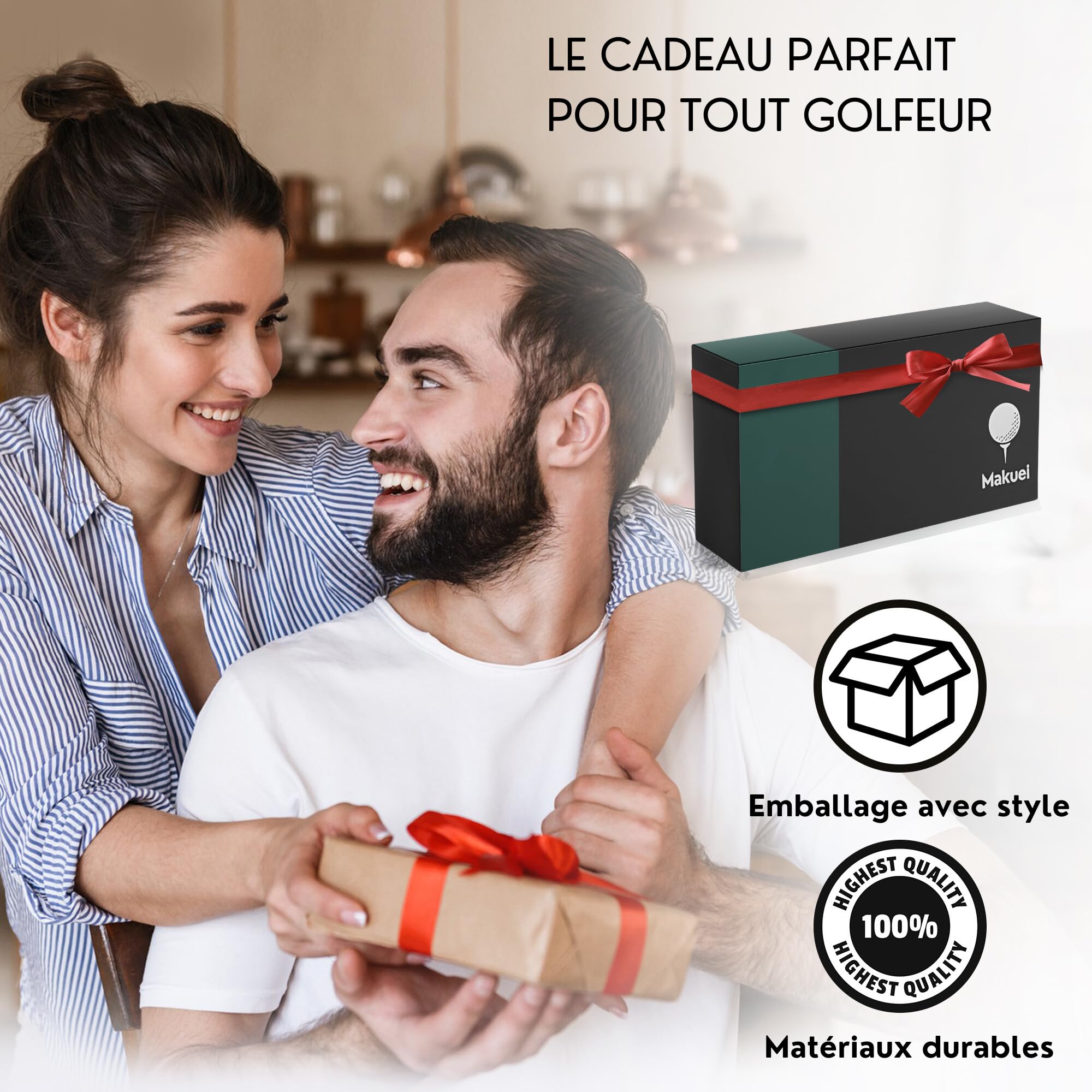 Makuei Accessoires de Golf idéaux pour Votre Sac de Golf - Brosse de Nettoyage de Club de Golf, Divot Tool, Serviette de Golf, Tees de Golf et Autres Accessoires de Golf - Le Cadeau de Golf idéal!