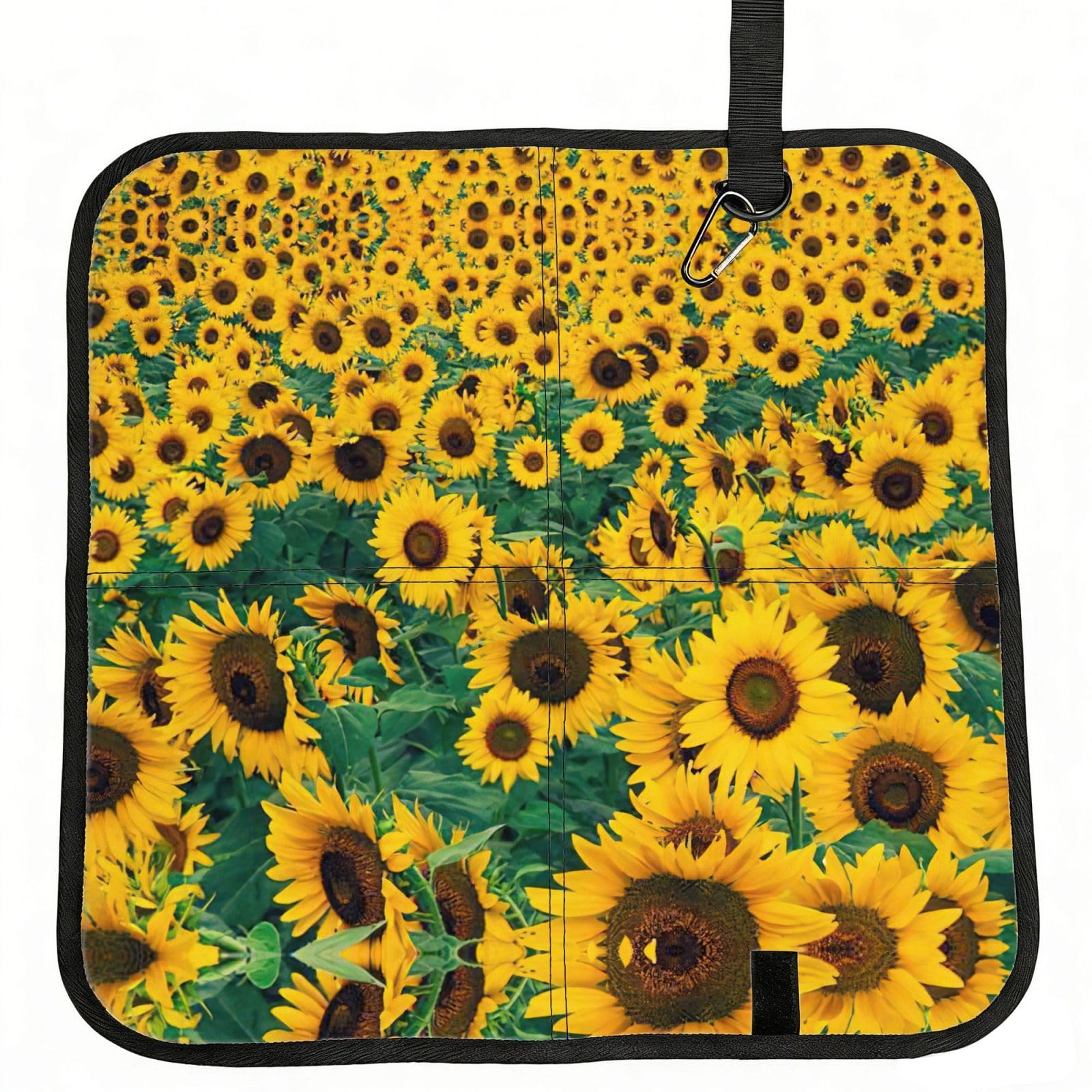 SDEGTHO Many beautiful sunflowers Printed Foldable Seat Pad with Closure, Lightweight Cushion for Airplane Travel Camping