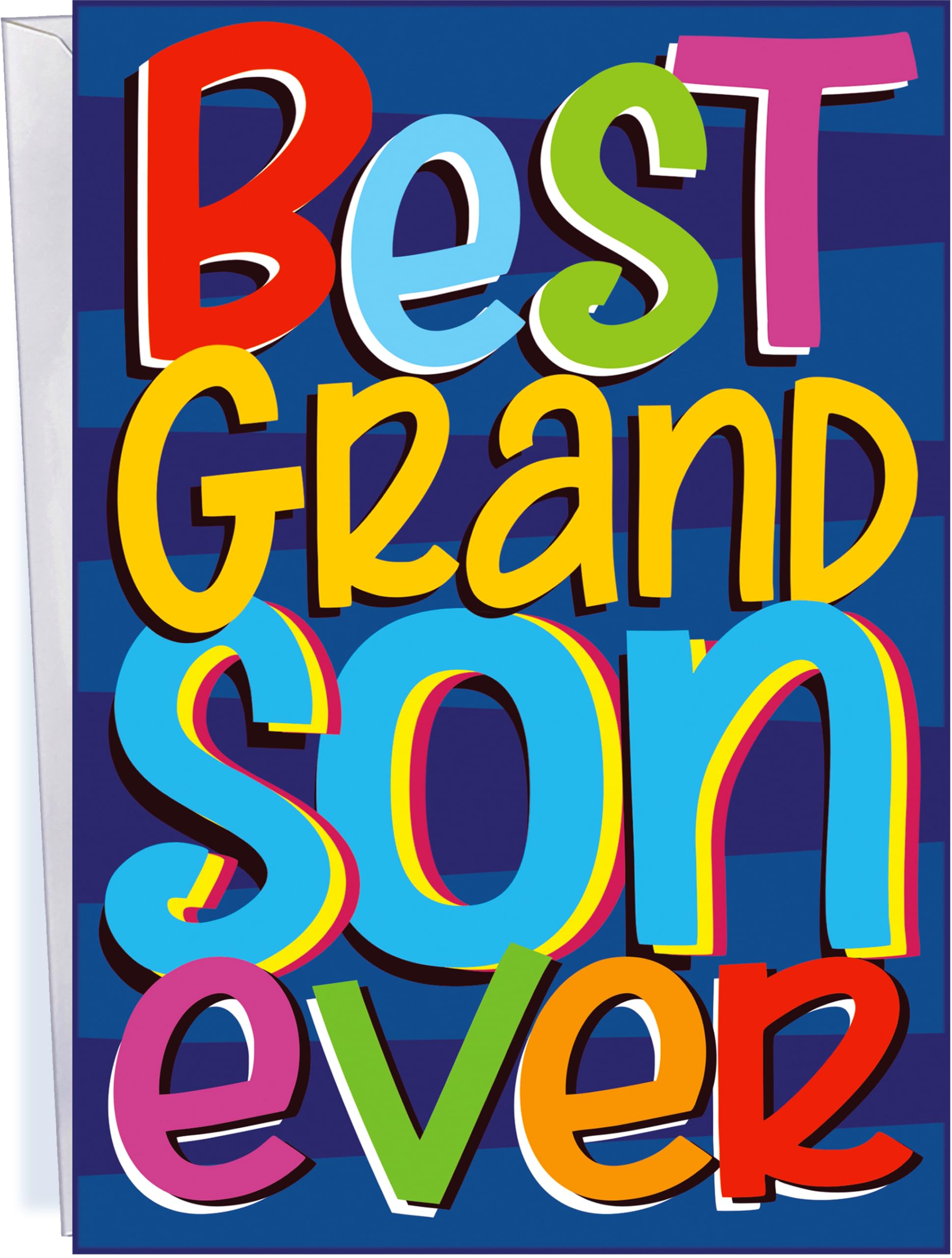 Chuck's Card-O-Rama - Birthday Card For Grandson - Made in CHICAGO - Super Vibrant Design - Perfect Size: Opens to a generous 10″ × 7.75″- Great