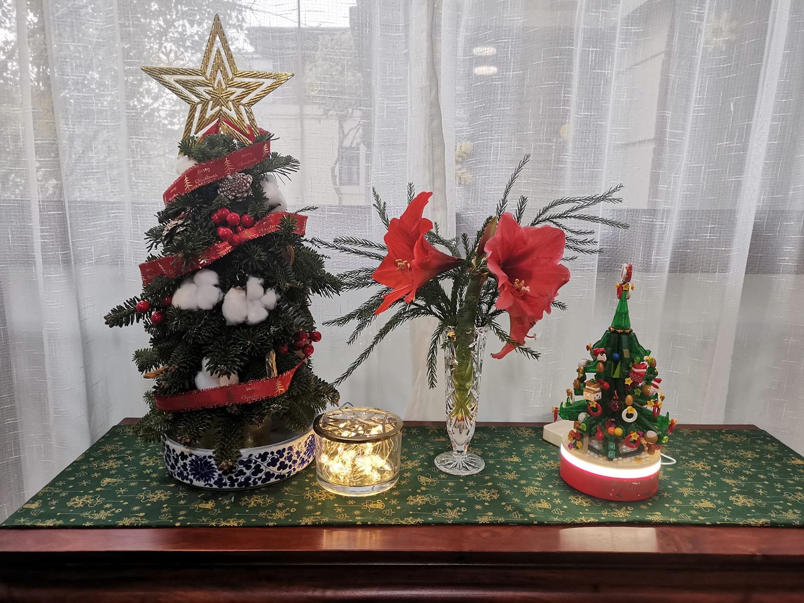 HWLL Tischläufer Tischläufer Im Amerikanischen Landhausstil 55 Zoll / 70 Zoll / 87 Zoll Lang, zu Weihnachten/Thanksgiving/Familienessen/Täglicher Gebrauch/Gedenktag