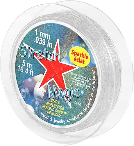 Vista 43 de Stretch Magic Cordón elástico para cuentas – Color transparente, 0.024 in de diámetro, 32.8 ft (32 pies) – Cuerda fácil de anudar, fuerte y elástica