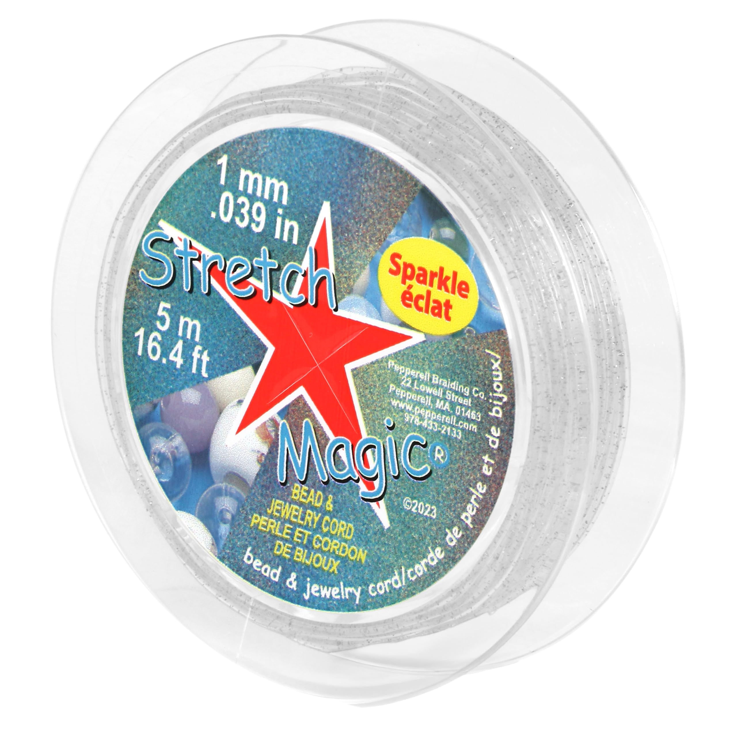 Stretch Magic Elastic Beading Cord – Silver Sparkle Color, 1mm in Diameter, 5-Meter (16.4 ft) - Easy to Knot, Strong & Stretchy String for Making Beaded Jewelry — image 1