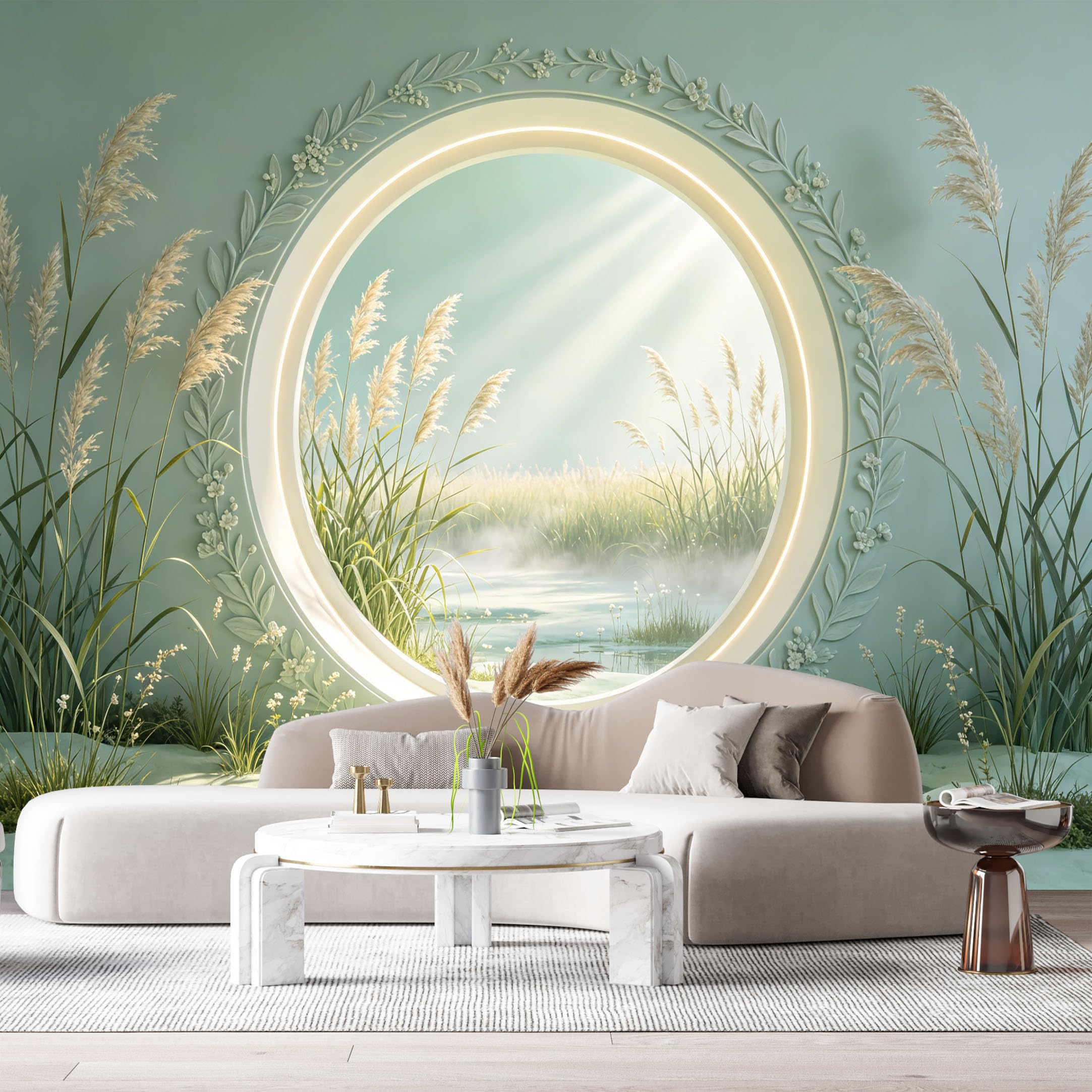 Custom Size Wall Murals Coastal Landscape Marshland 3D Trompe L'Oeil SelfAdhesiveWall Fabric Removable Wallpaper Wall Decor for Living Room Bedroom Bathroom