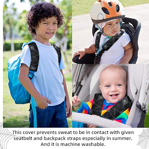 Vista 42 de Funda para cinturón de seguridad para niños, almohadilla para cinturón de seguridad para niños y niñas, correas de asiento de automóvil, Rosado