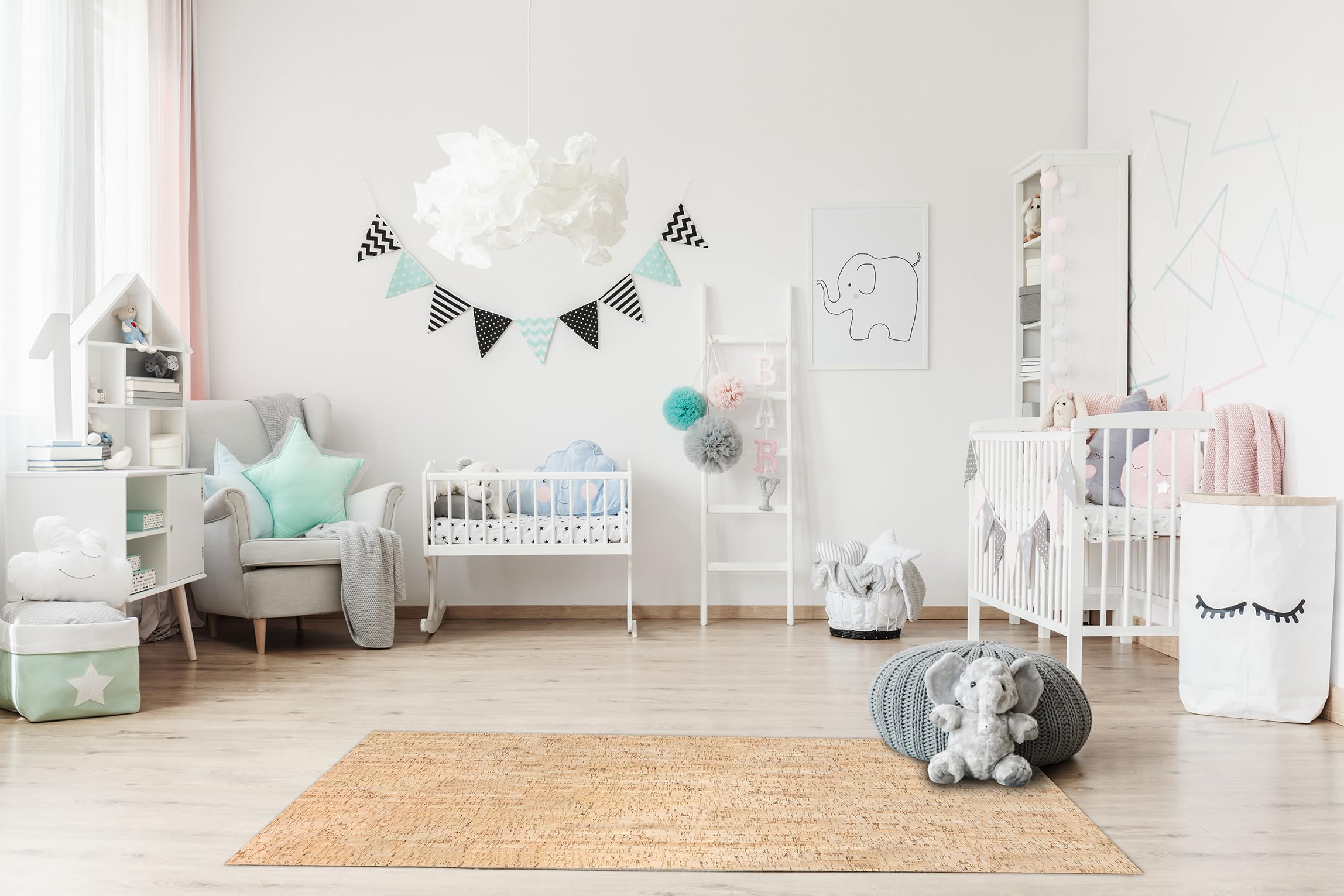 DobleUve Estudio Tapis Vinyle imprimé Liège Naturel | 120x120 cm | Tapis Cuisine | Tapis de Salon Antidérapant Antifongique Ignifuge | Tapis Enfants | Tapis Bain PVC | Tapis PVC