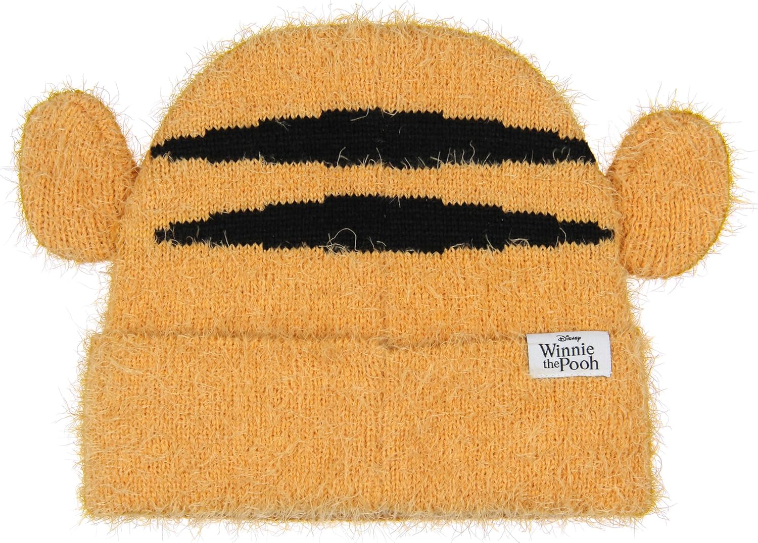Disney Winnie The Pooh Tigger Felt Embroidered Fuzzy Yarn 3D Ears Character Face Knit Cuff Beanie Skull Cap OSFM Orange - Image 2