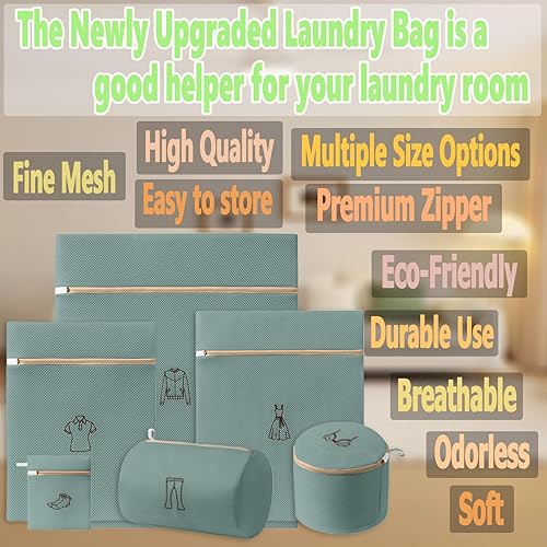 Miniatura 2 de Bolsas de malla para lavandería, 4 bolsas reutilizables de lavado de ropa, doble capa gruesa duradera, bolsas de lavado para lavadora, para tops,