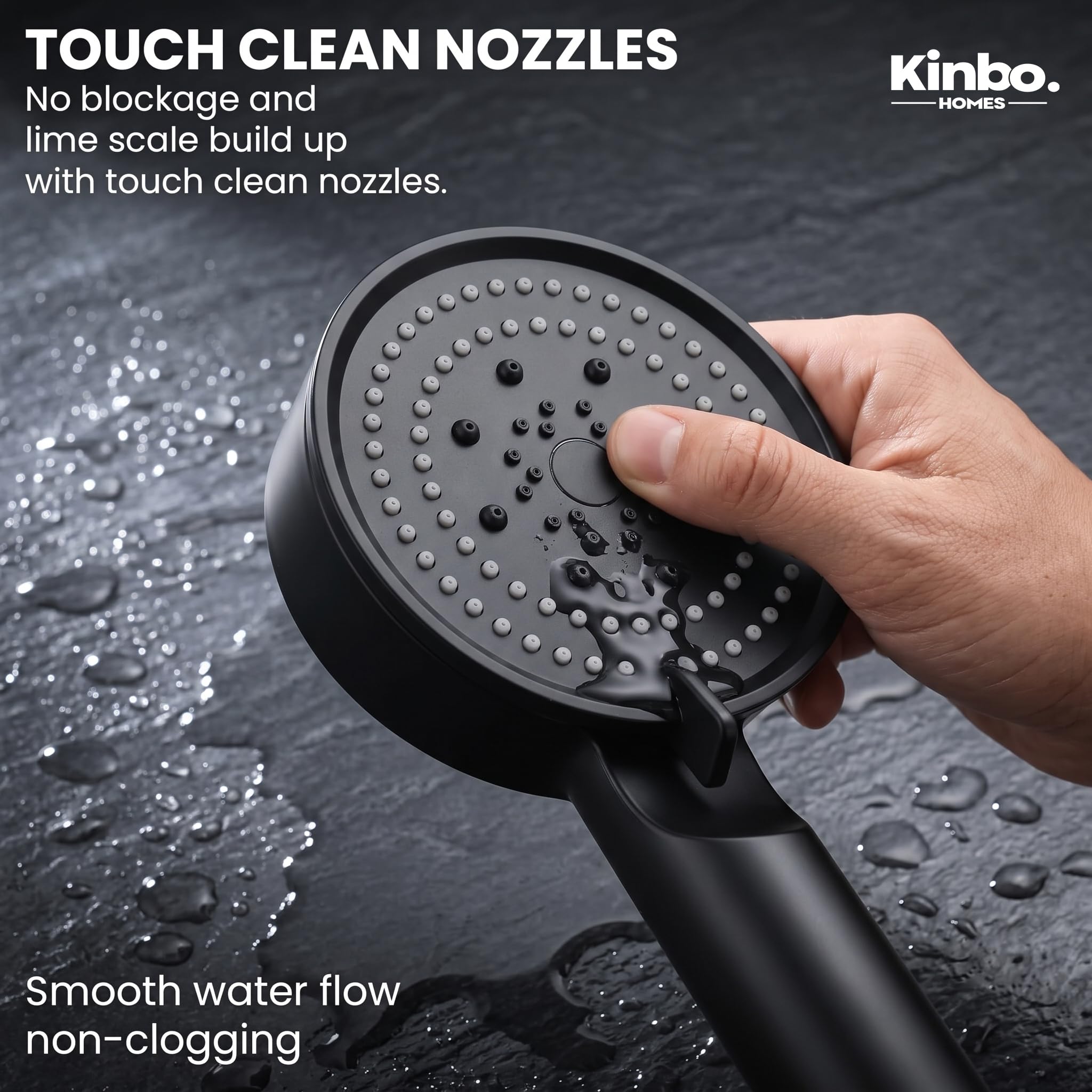Kinbo Homes Black Hand Shower - 5 Spray Modes -3
