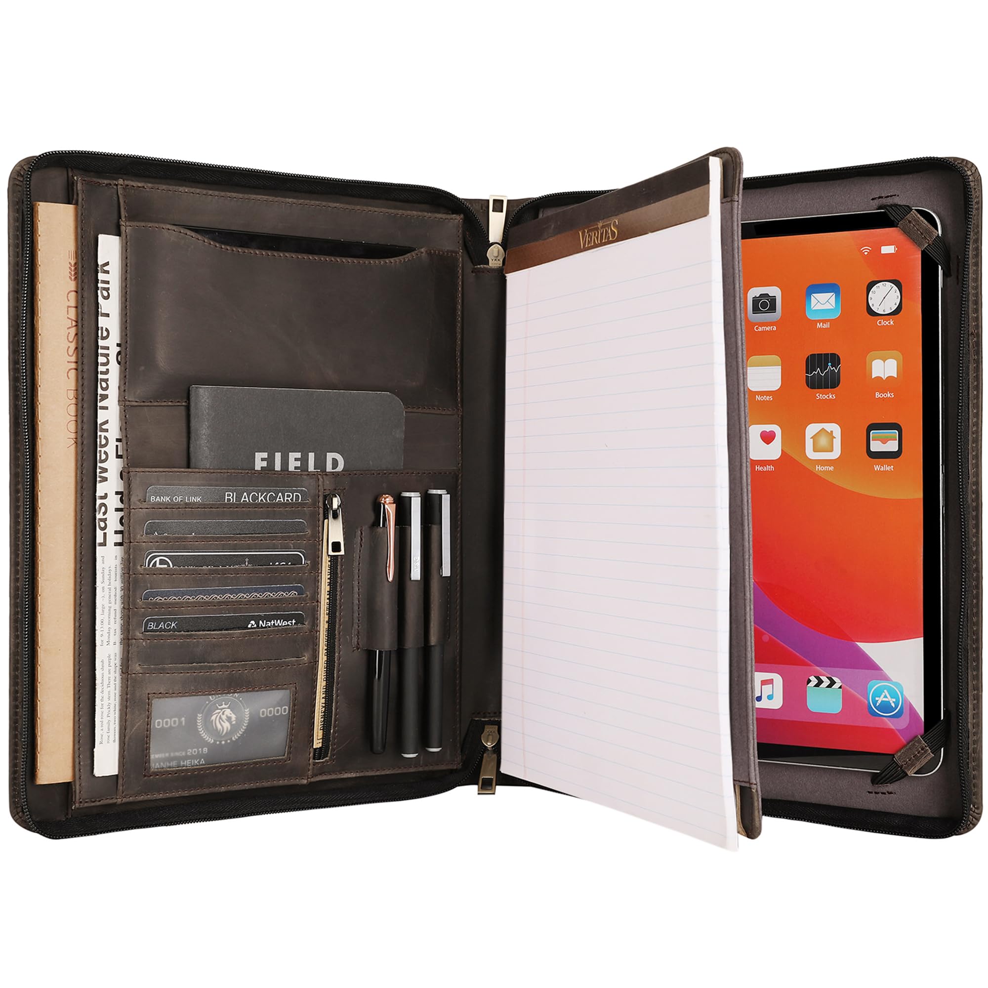 Leather Portfolio for 12.9 inch iPad Pro (2018/2020/2021/2022), Leather Portfolio with Ipad Holder for Letter Size Notepad, Personalized Padfolio for