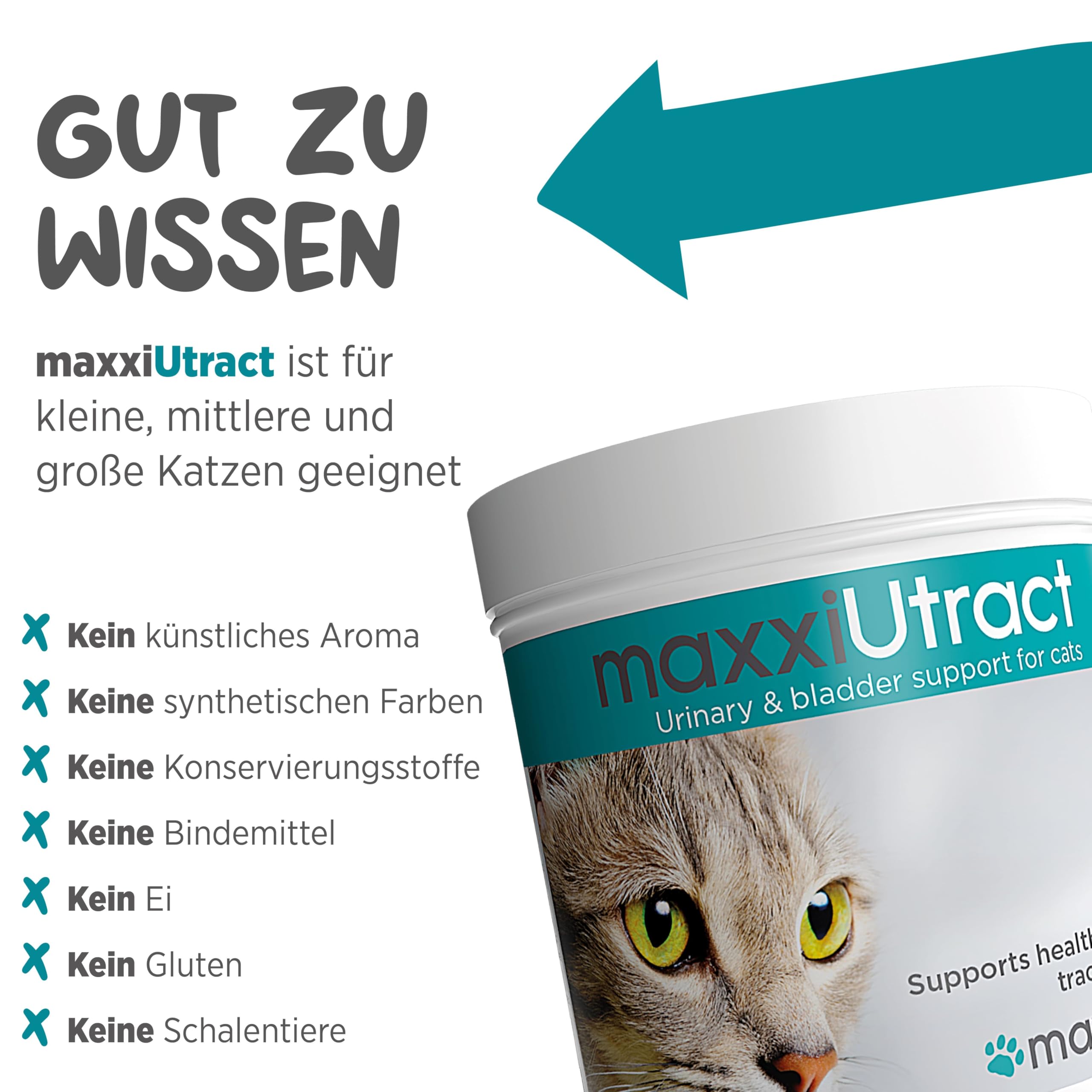 maxxipaws maxxiUtract Harnwegs- und Blasenunterstützung - Nahrungsergänzungsmittel in Pulverform für Katzen, 90g