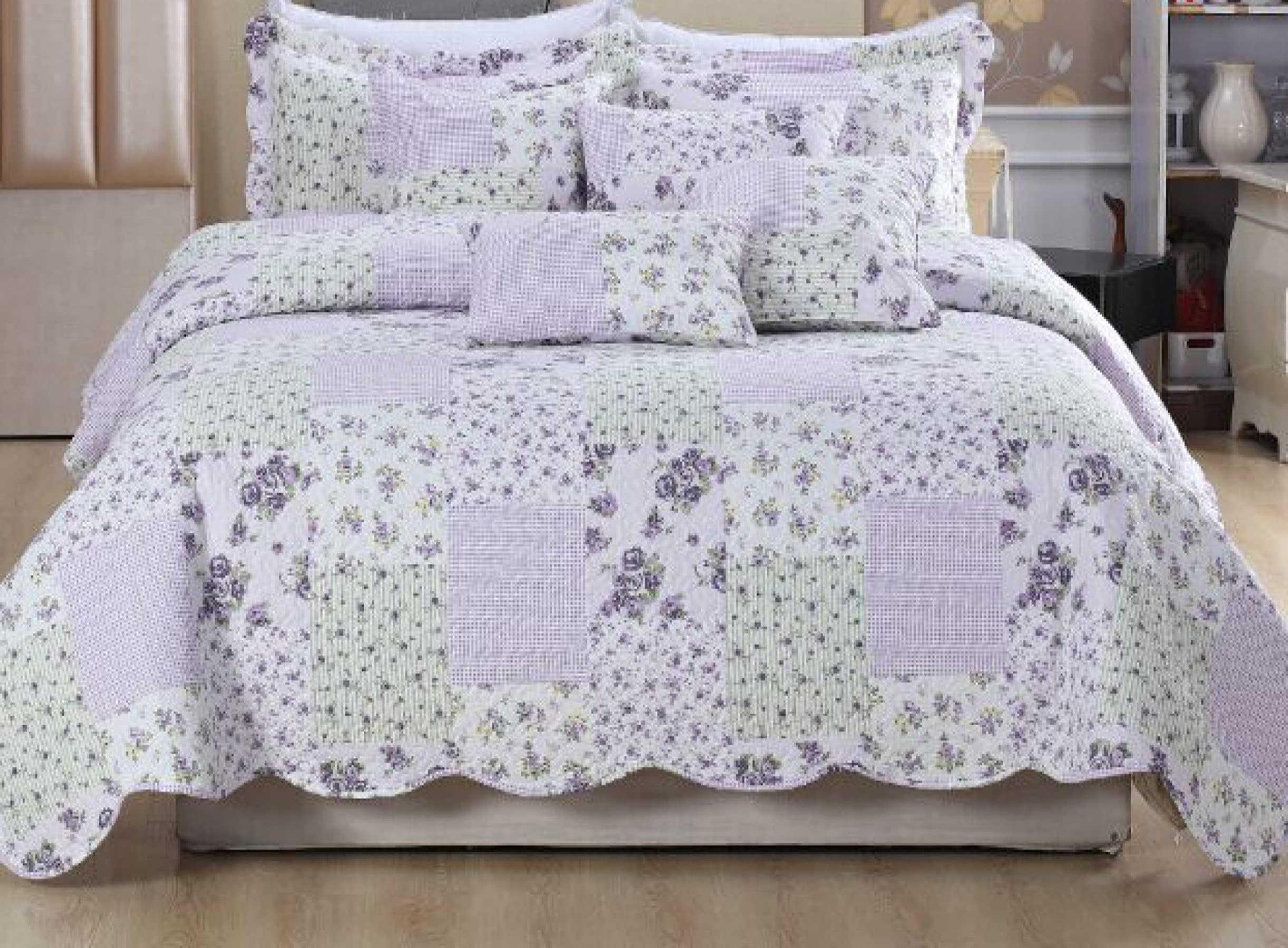 Emma Barclay Poppies Quilted Bedspread Throwover Floral White Poppy