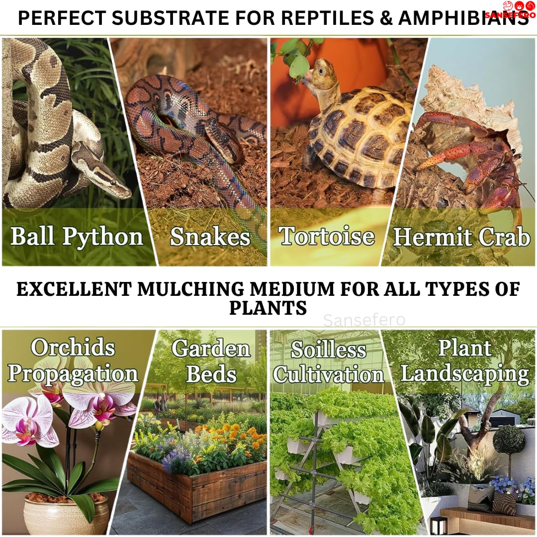 SANSEFERO Natural Coco Fiber Chips Substrate for Professional Breeding, Bedding for Reptiles Geckos, Lizards, Tortoises, Ball Python, Frogs, Snakes, Bearded Dragon & Toronto Spider (500 Gram) 3