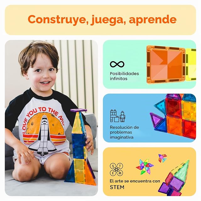Foto 4 de 8 de PicassoTiles Bloques de construcción magnéticos de 30 piezas Mini serie Diamond Tamaño de viaje Juego…