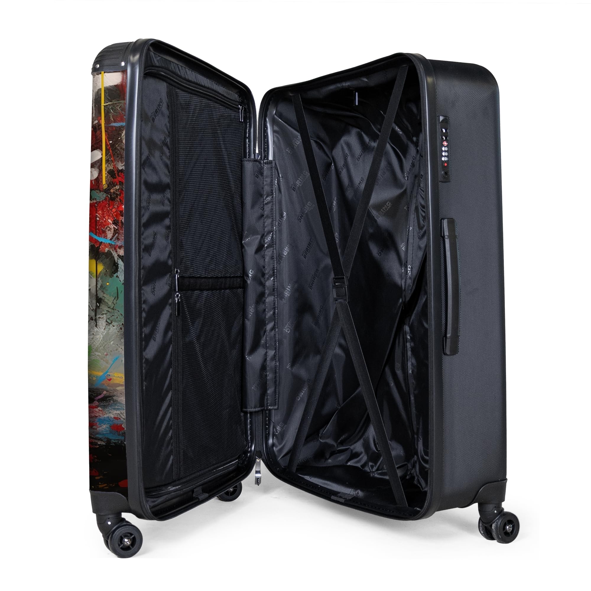 NoBoringSuitcases.com® Koffer XL Groß 77x51.5x28 cm Hartschale Reisekoffer 4 Rollen Leicht Koffer Trolley Hartschalenkoffer Graffiti - AFFE - Cola