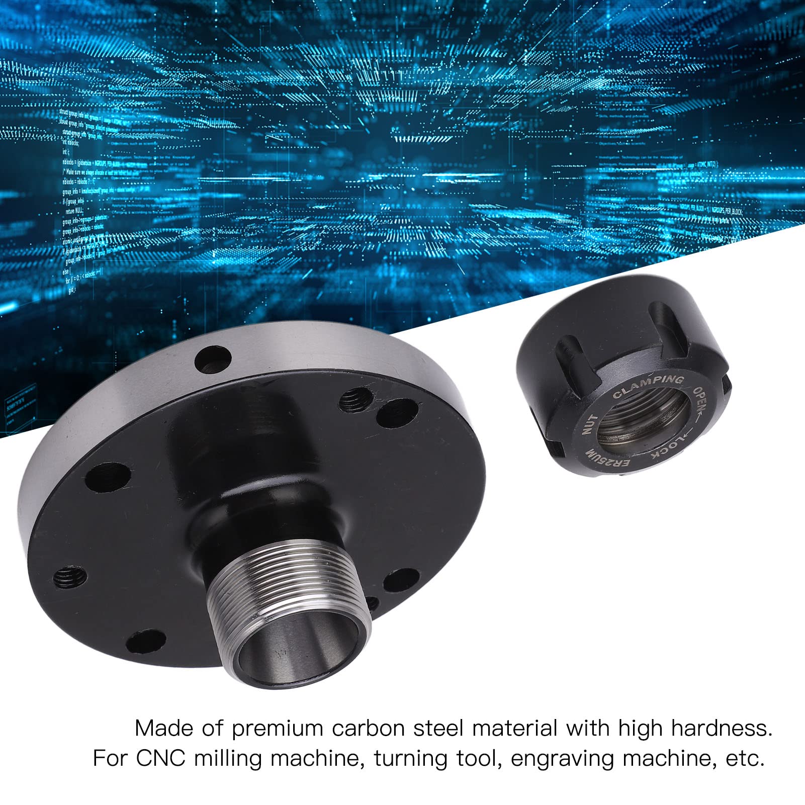 ANKROYU Mill Collet, Carbon Steel Collet Holder Tool, Diameter Chuck Lathe Part, Collet Chuck Accessory for CNC Milling Machine ER25 100mm