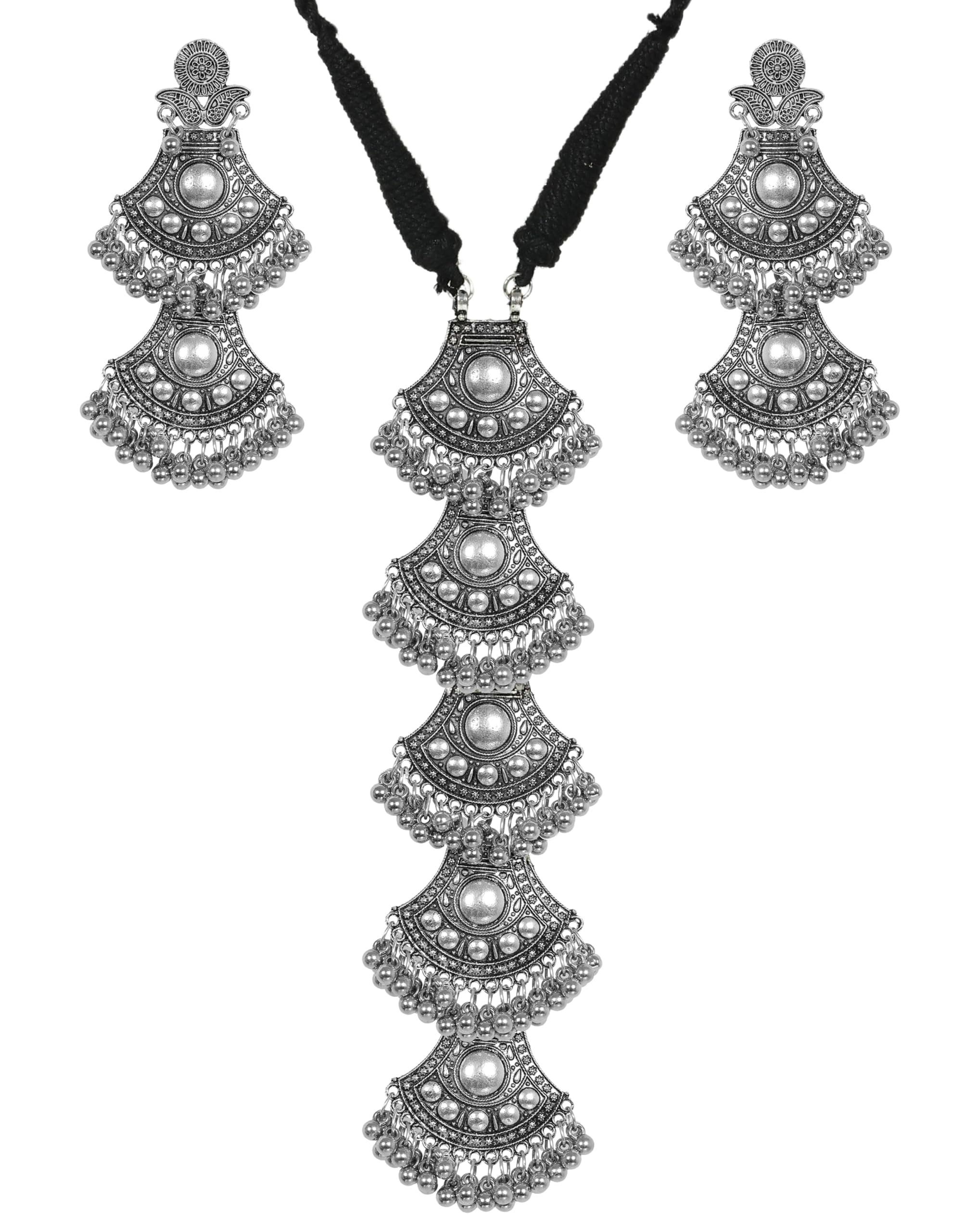 Statement Ethnic Antique Traditional Designer Oxidised Silver Choker Tie Style Necklace Earrings Jewelry Women (B0D9Y585H9) Amazon Price History, Amazon Price Tracker