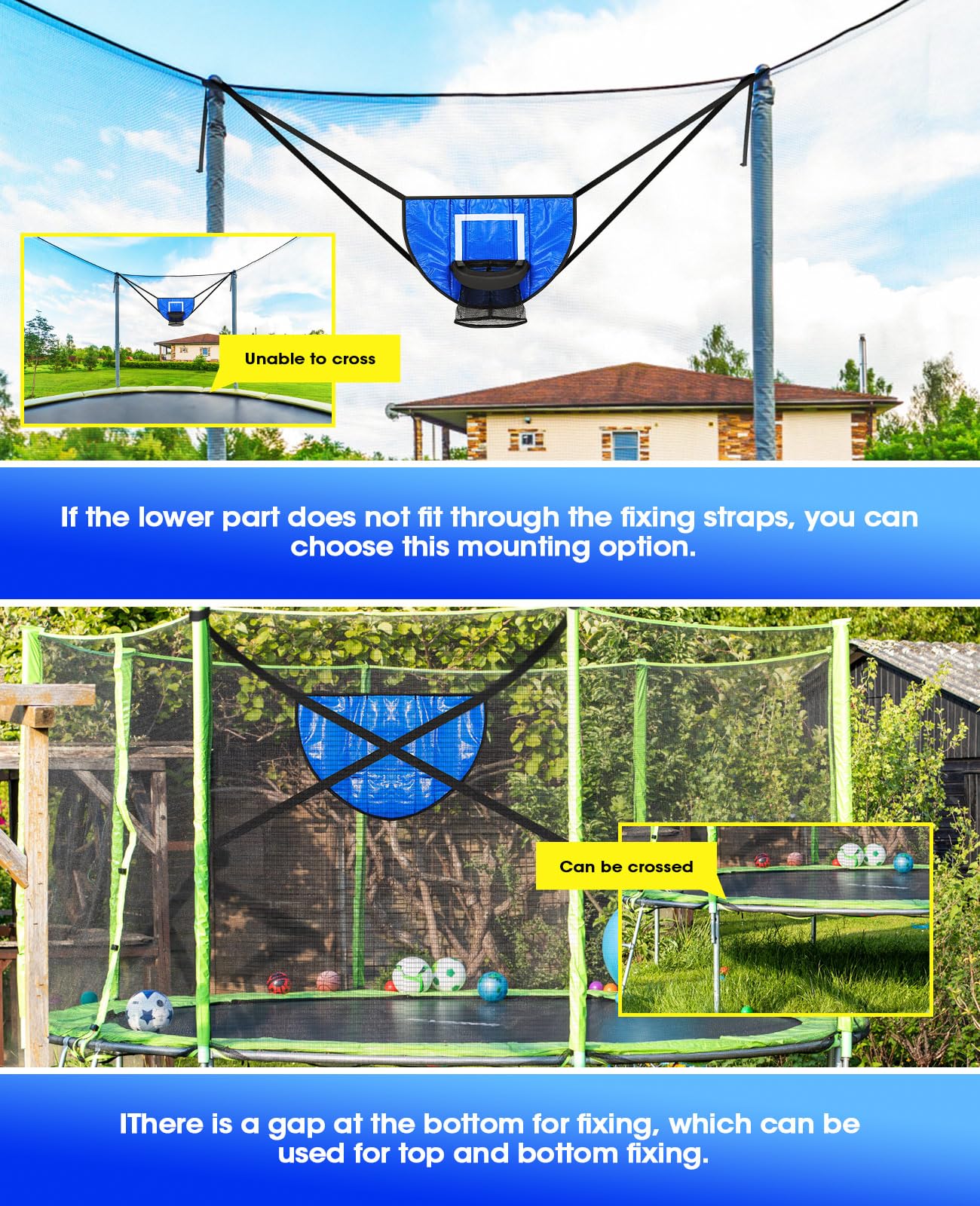 ANZOME Adjustable Trampoline Basketball Hoop Attachment