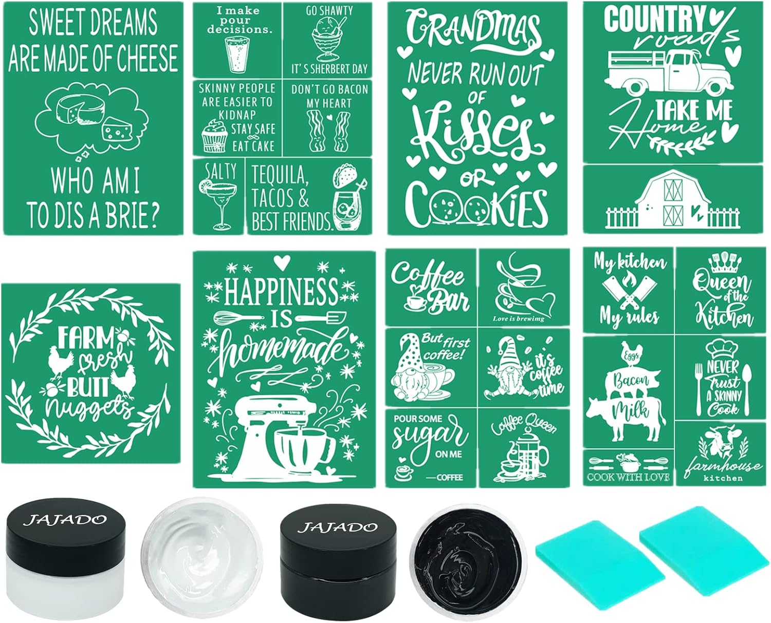 JAJADO Chalk Paste Silk Screen Stencil Starter Kit