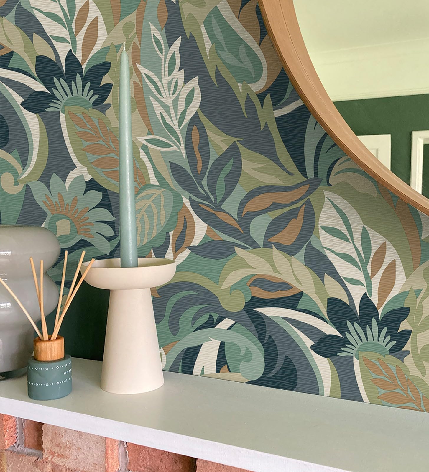 GAULAN 682843 - Papel pintado hojas tropicales abstractas estilo Art Nouveau para pared salón dormitorio pasillo comedor - Rollo de 10 m x 0,53 m