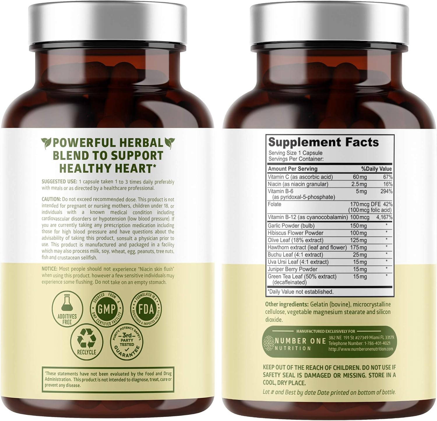 N1N Premium Blood Pressure Support with Hawthorn and Hibiscus [13 Potent Ingredients], Natural Hypertension Supplement to Improve Cardiovascular & Circulatory Health, 90 Caps : Health & Household