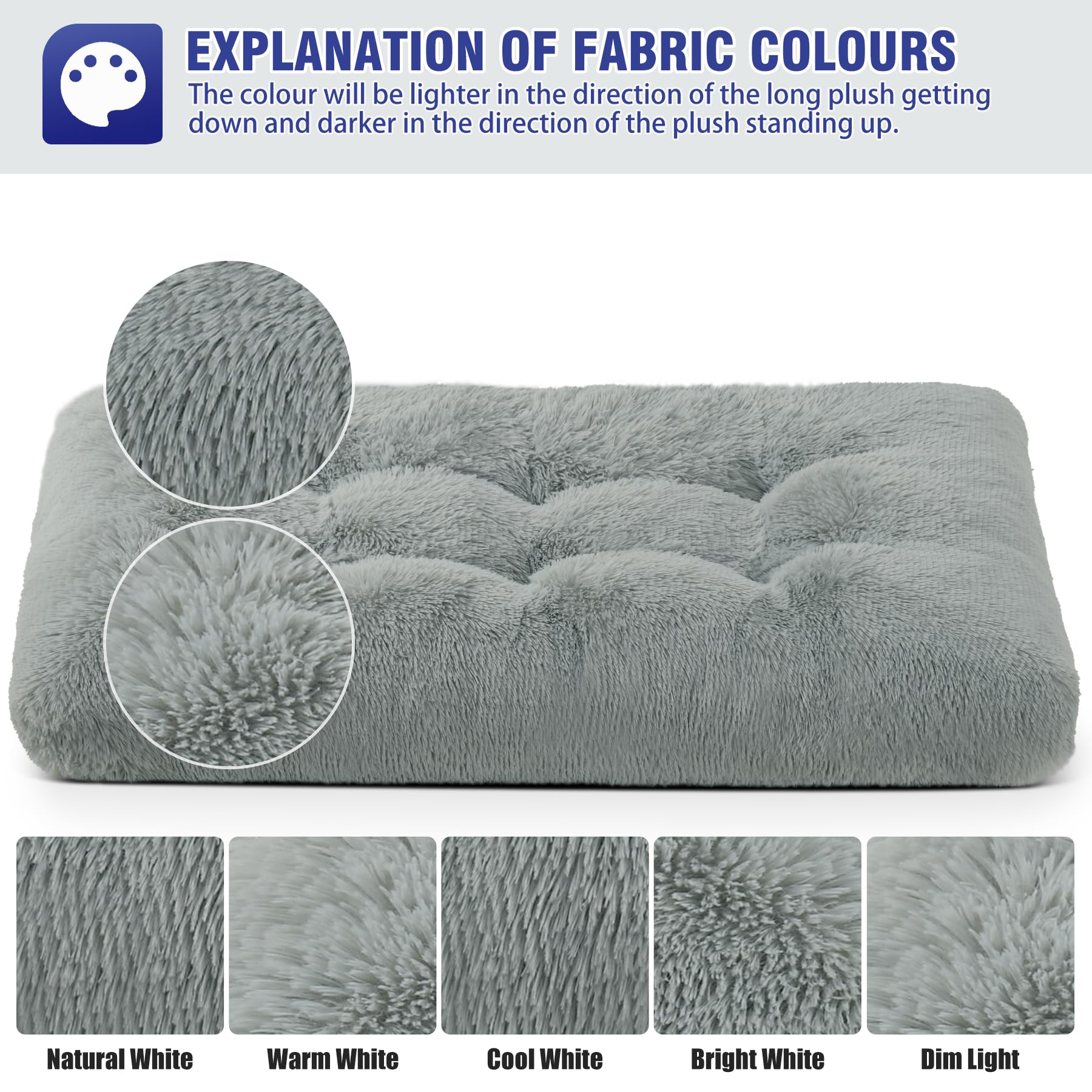 KSIIA Cuccia per cani di taglia grande, lavabile, in peluche, 90 x 60 cm, fondo antiscivolo, tappetino per cani di taglia grande, di medie dimensioni, colore grigio
