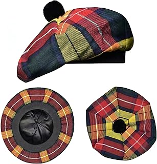 Scottish Hat Tam o Shanter Scottish Bonnet Tartan Hat P.V Tartan (Polyviscose) Wool Blend with Pompom | One Size fits All.