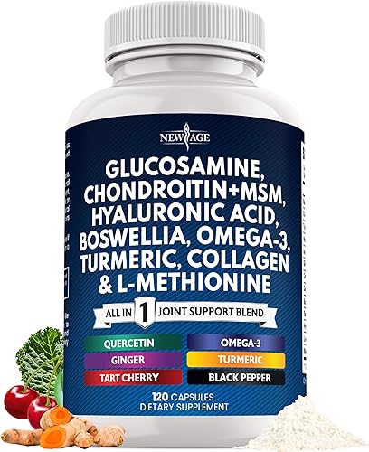 Condroitina de glucosamina, MSM, curcumina de cúrcuma, colágeno, ácido hialurónico, Omega 3  Suplemento de salud articular para hombres y mujeres
