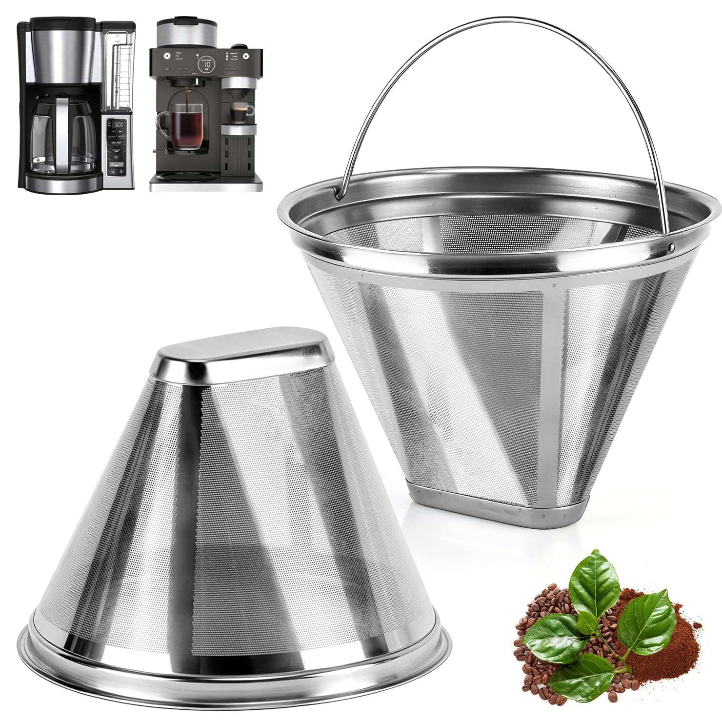 Photo 1 of 2 Pack Reusable Coffee Filters Compatible with Ninja CE251, CE451, CFN601