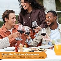 Vista 8 de Juego de 6 copas de vino clásicas de 12 onzas, gruesas y transparentes, aptas para lavavajillas, para rojo o blanco, regalo para fiestas