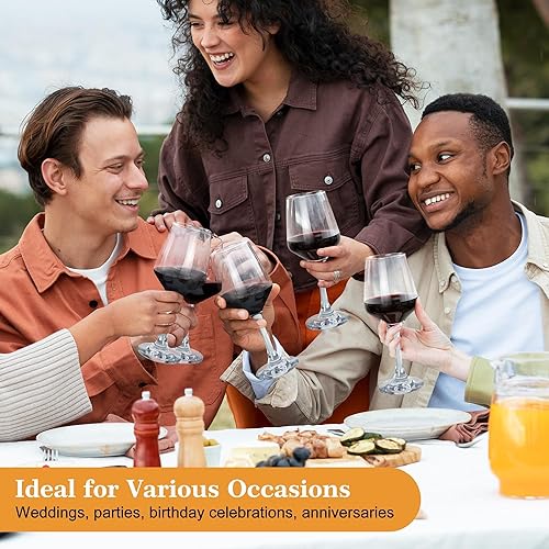 Miniatura 8 de Juego de 6 copas de vino clásicas de 12 onzas, gruesas y transparentes, aptas para lavavajillas, para rojo o blanco, regalo para fiestas