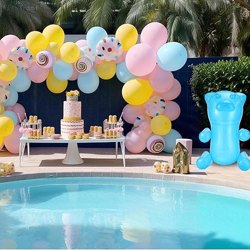 Miniatura 8 de 4E's Novelty Ositos inflables de goma enormes de 24 pulgadas, ideales para decoraciones de fiestas, juguetes únicos de piscina inflables para niños,