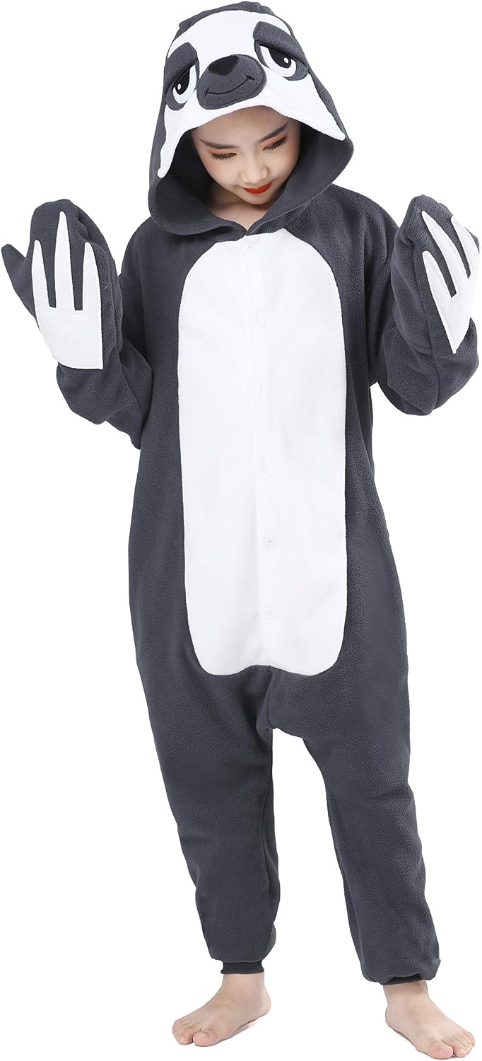 CANASOUR Sloth Costumes Kids Halloween Onesie Christmas Anime Cosplay Animal One Piece Pajamas 4-12 Years Girls Boys