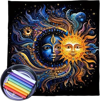 Tarots Tablecloth Moon & Sun Astrologys Altars Cloth Divinations Cards Table Cloth Decors Witchcraft Supply