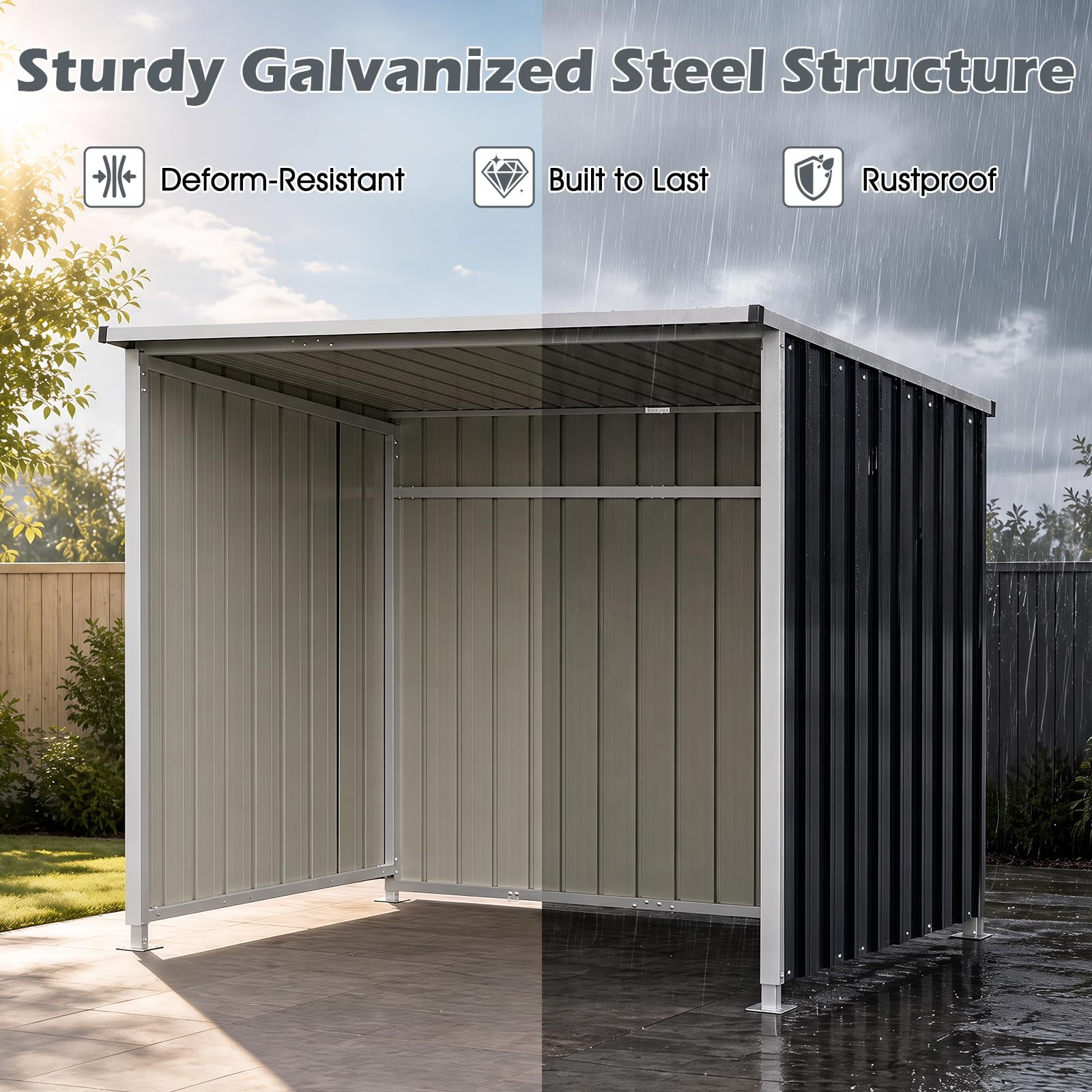 COSTWAY Metalowa szopa na narzędzia 2,5 m², 204 x 120 x 159 cm