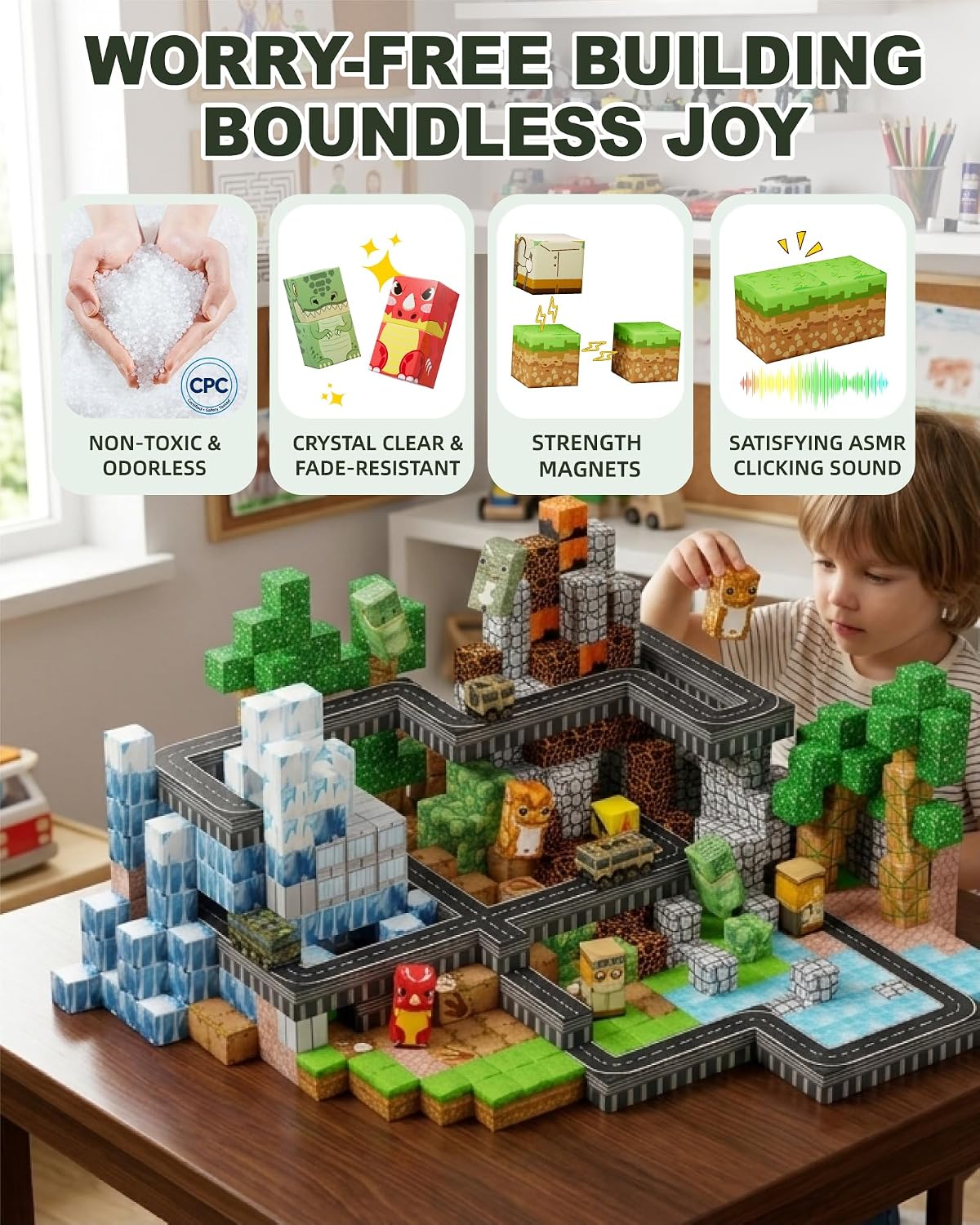 Dinosaur Toys Magnetic Blocks, 144 PCS Magnetic Building Blocks thumbnail