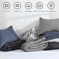 Vista 46 de HORIMOTE HOME Juego de edredón 100% algodón tamaño individual, juego de colcha prelavada de 2 piezas, color azul bebé, funda de cama acogedora