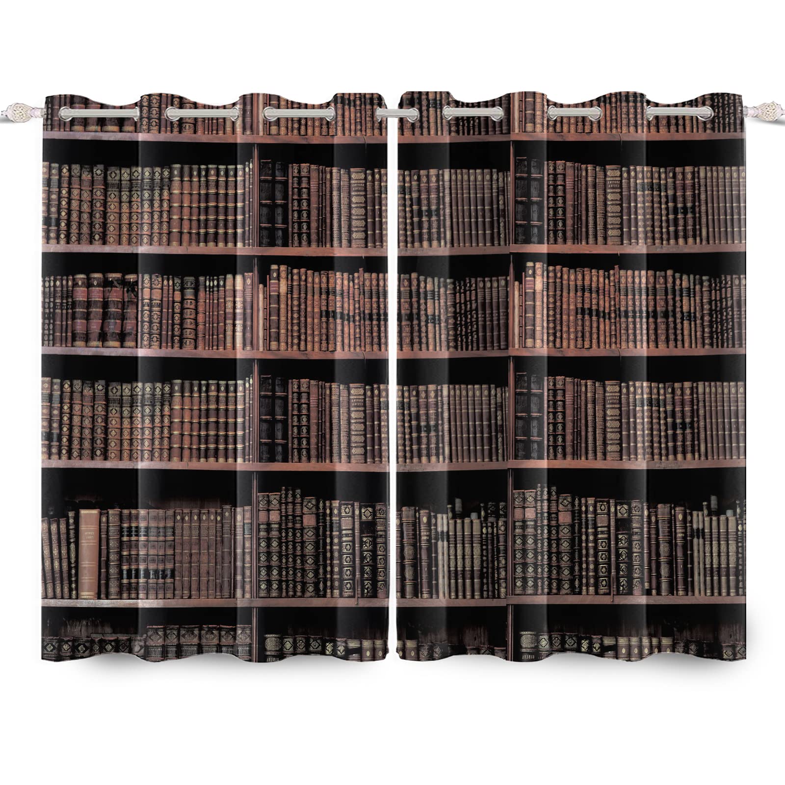 Vintage Bücherregal-Vorhang – Verdunkelung, Retro-Design, 132 X 160 Cm